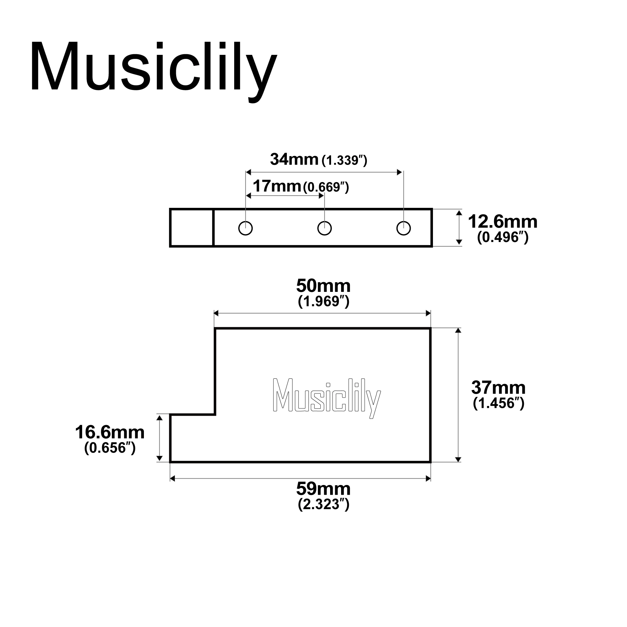 Musiclily Ultra Full Solid Brass/Steel L Shaped Tremolo Block for Electric Guitar Floyd Rose Locking Tremolo Bridge