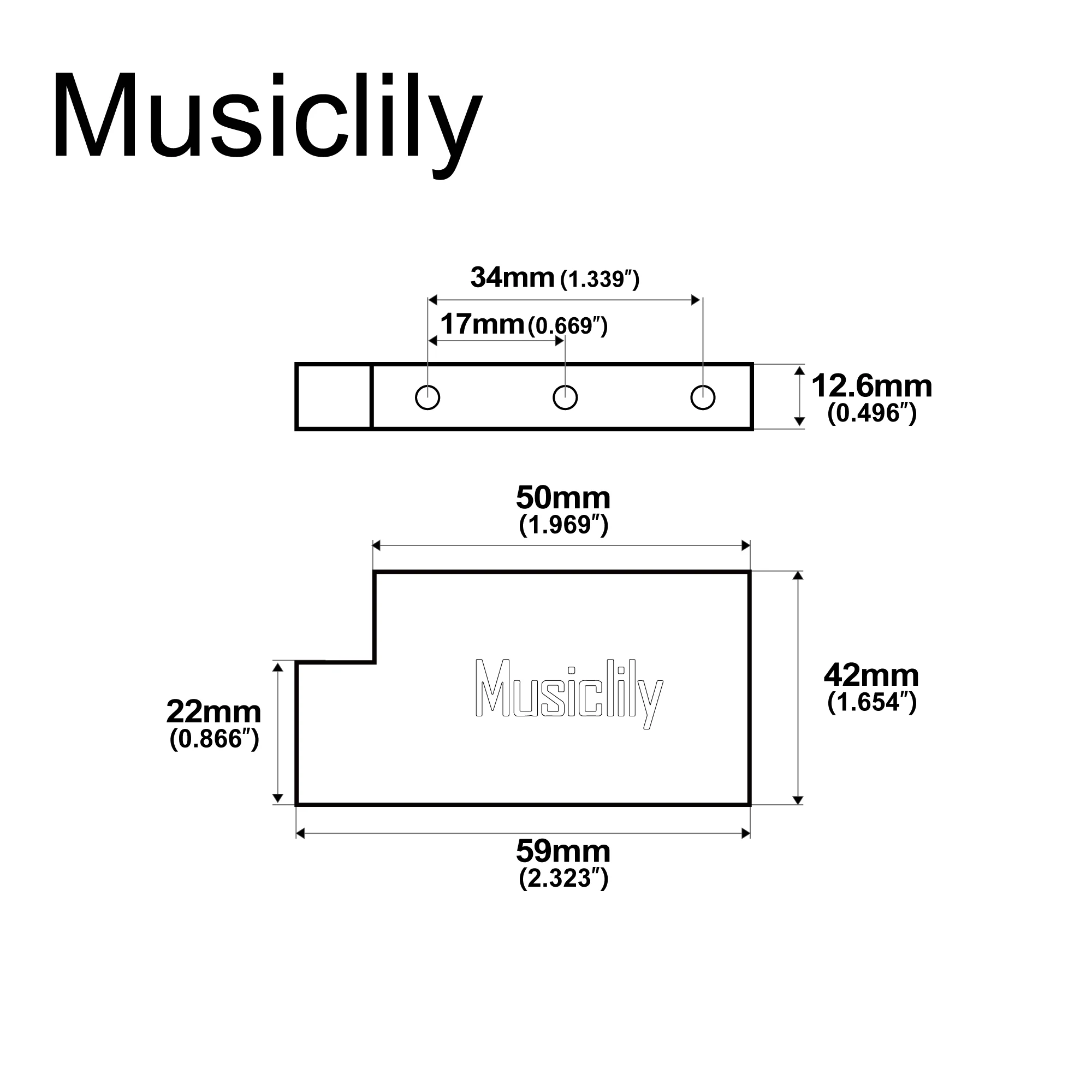 Musiclily Ultra Full Solid Brass/Steel L Shaped Tremolo Block for Electric Guitar Floyd Rose Locking Tremolo Bridge