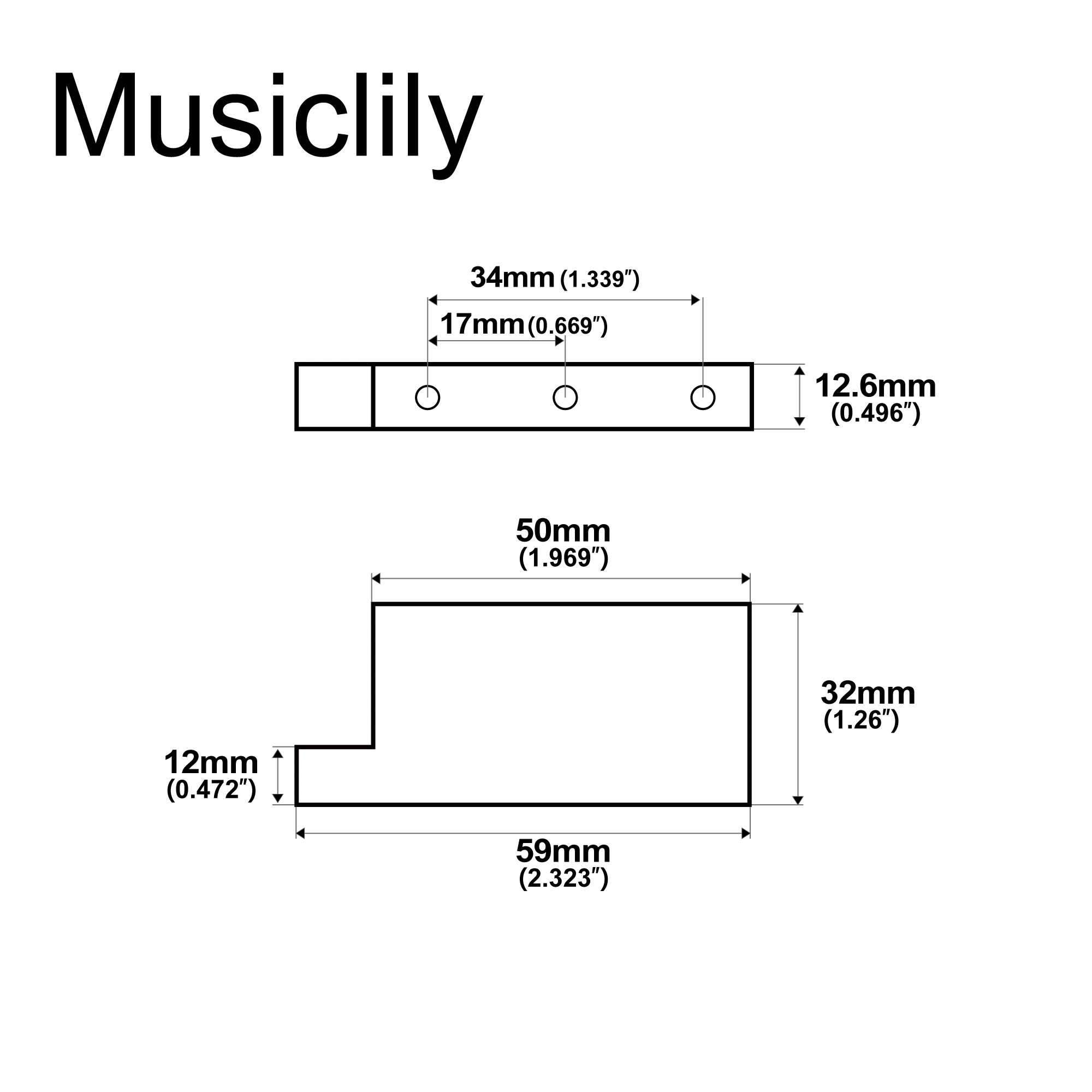 Musiclily Ultra Full Solid Brass/Steel L Shaped Tremolo Block for Electric Guitar Floyd Rose Locking Tremolo Bridge