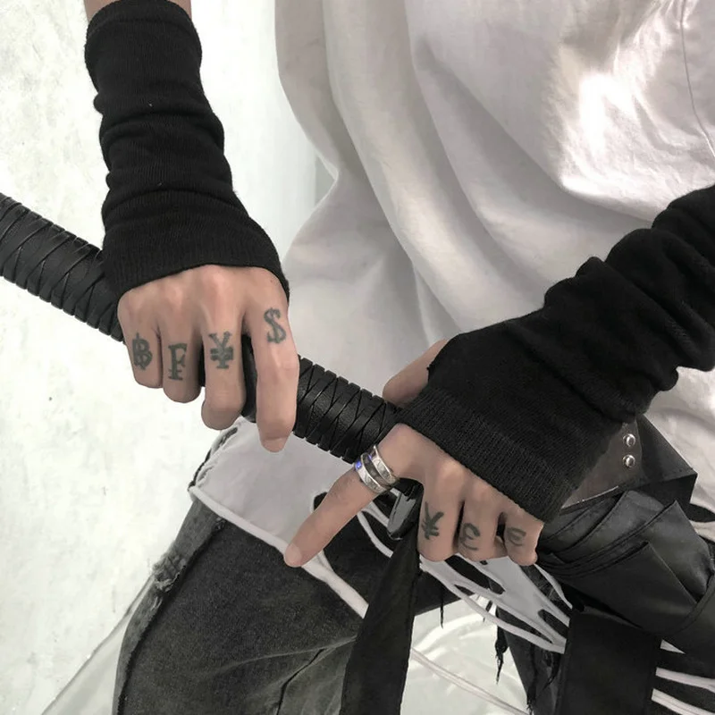 Anime Gloves Cosplay Darkly Ninja Mitten Oversleeve Man Women Fashion Sun Block Keep Warm Cuff Lolita Fingerless Arm Warmers