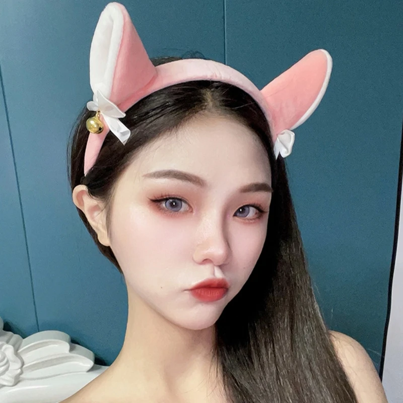 Plush Cow Ear Headband Cosplay Hair Hoop animal hairband cattle horn headwear Devil Headdress