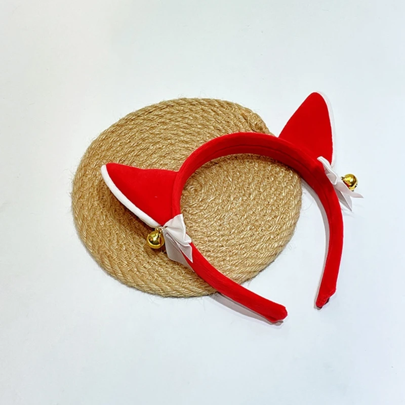 Plush Cow Ear Headband Cosplay Hair Hoop animal hairband cattle horn headwear Devil Headdress