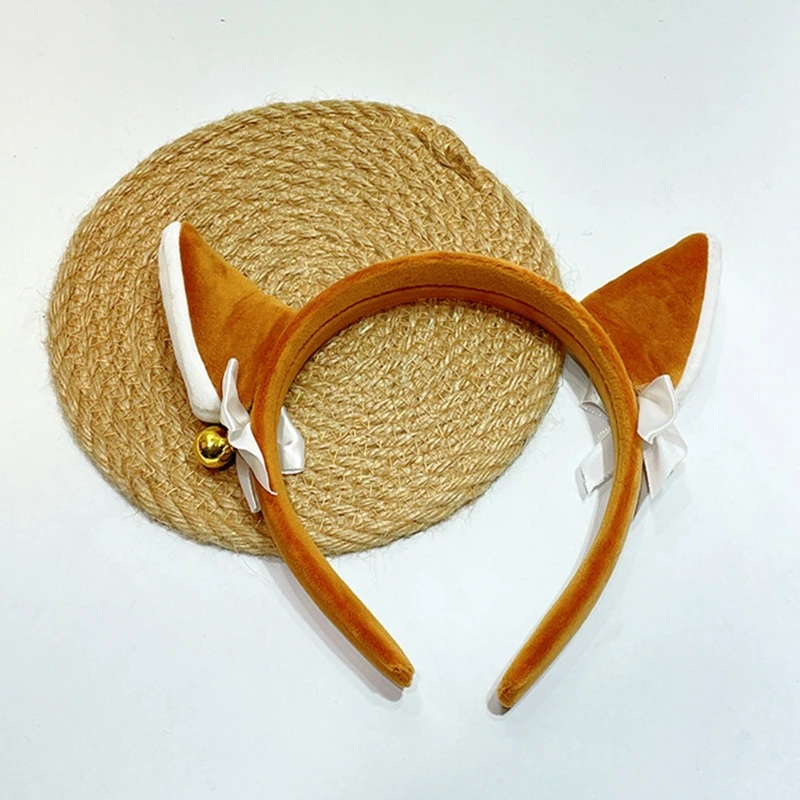 Plush Cow Ear Headband Cosplay Hair Hoop animal hairband cattle horn headwear Devil Headdress