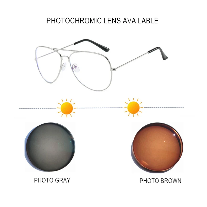 SUMONDY Myopia Glasses Prescription -0.5 to -8.0 Women Men Alloy Frame Photochrom Anti Blue Ray Nearsighted And Astigmatism UF51
