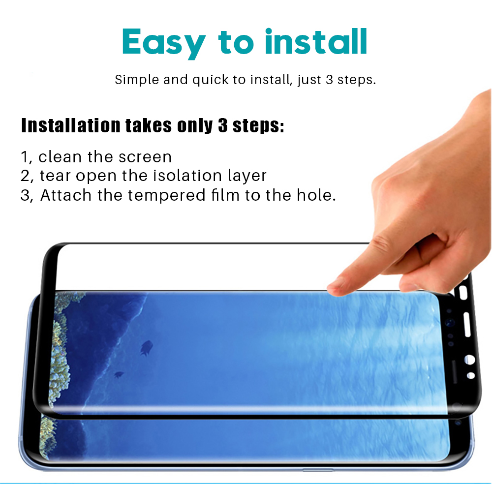 Tempered 9D Curved Glass Film For Samsung Galaxy Note 8 9 S9 S8 Plus S7 Edge Screen Protector For Samsung A6 A8 Plus 2018