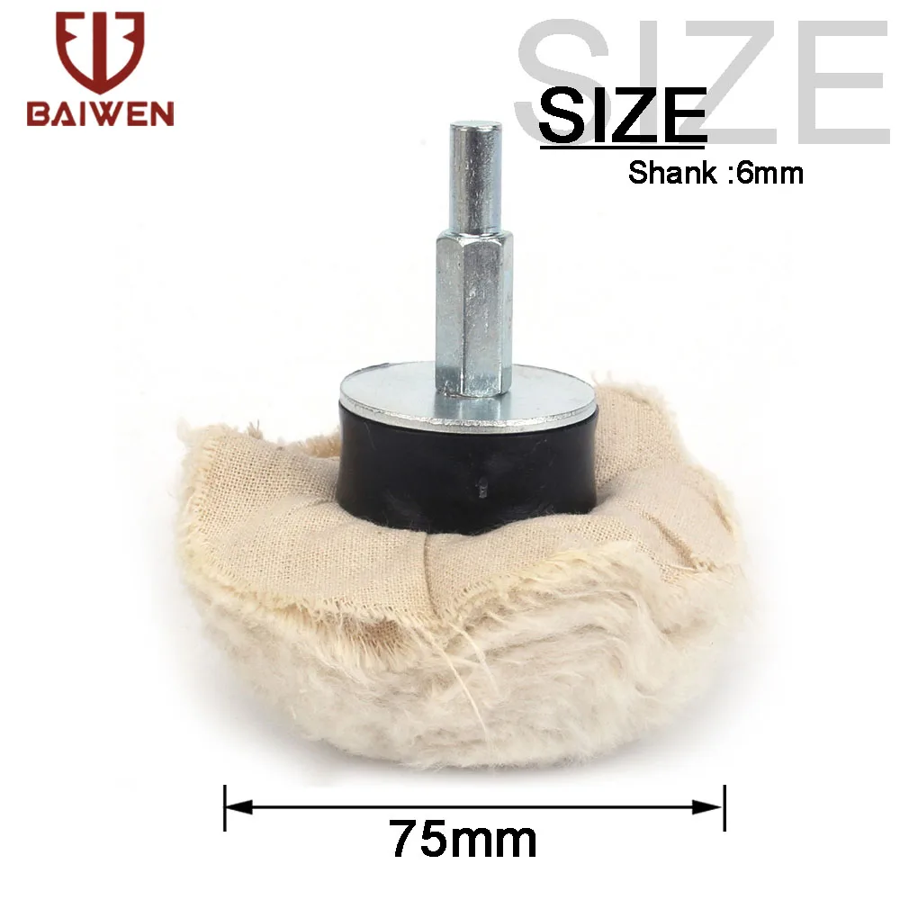 White Cotton Polishing Buffing Pad Mop Wheel Drill Kit Mushroom Shape For Car Polisher Aluminum Stainless Tools Accessories