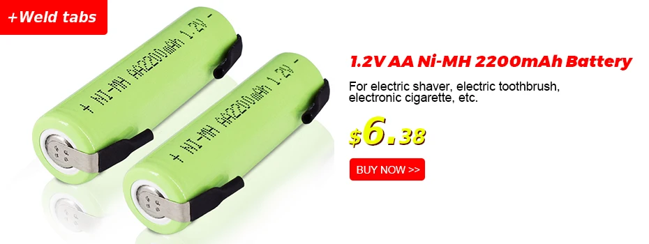 1.2V AAA Rechargeable Battery 900mah Ni-MH Nimh Cell Green Shell with Welding Tabs for Philips Electric Shaver Razor Toothbrush