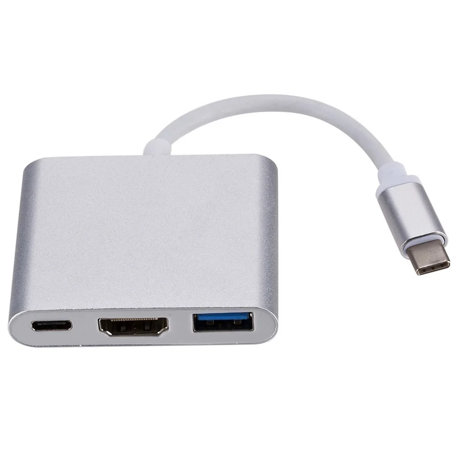 USB C HDMI Type C HDMI Mac 3.1 Converter Adapter Type C to HDMI/USB 3.0/Type C Aluminum For Apple Macbook Adapter USBC HUB