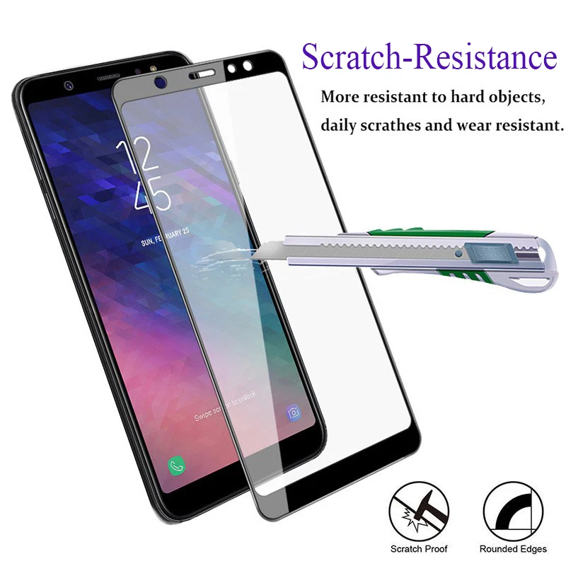 9D Full Protective Glass on For Samsung Galaxy J4 J6 A6 A8 Plus A5 A7 J7 J8 2018 Glas Tremp A750 A730F Samsun Sumsung Galaxy