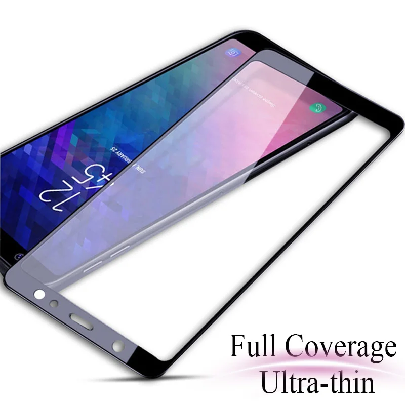 9D Full Protective Glass on For Samsung Galaxy J4 J6 A6 A8 Plus A5 A7 J7 J8 2018 Glas Tremp A750 A730F Samsun Sumsung Galaxy