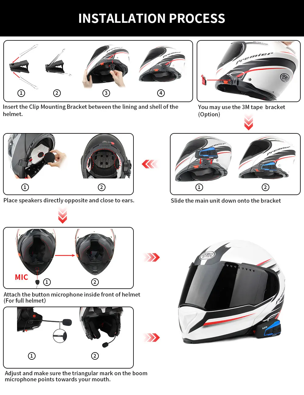 Lexin B4FM-X Bluetooth5.0 Motorcycle Helmet Intercom Headsets Type-C,10 Riders Wireless Communication Music Sharing Moto