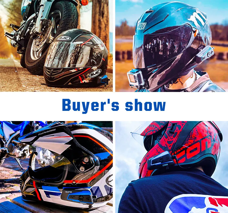 Lexin B4FM-X Bluetooth5.0 Motorcycle Helmet Intercom Headsets Type-C,10 Riders Wireless Communication Music Sharing Moto