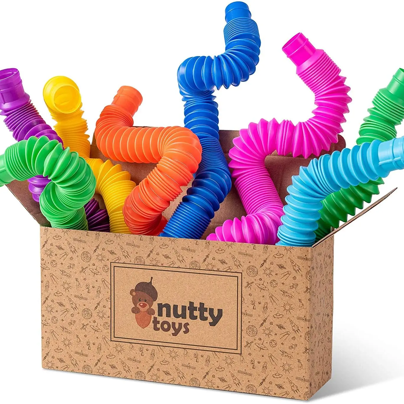 4 Pack Mini Tube Sensory Fidget Toy Colorful Heavy-Duty for Construction Building Educational Toys for Stress Autism ADHD