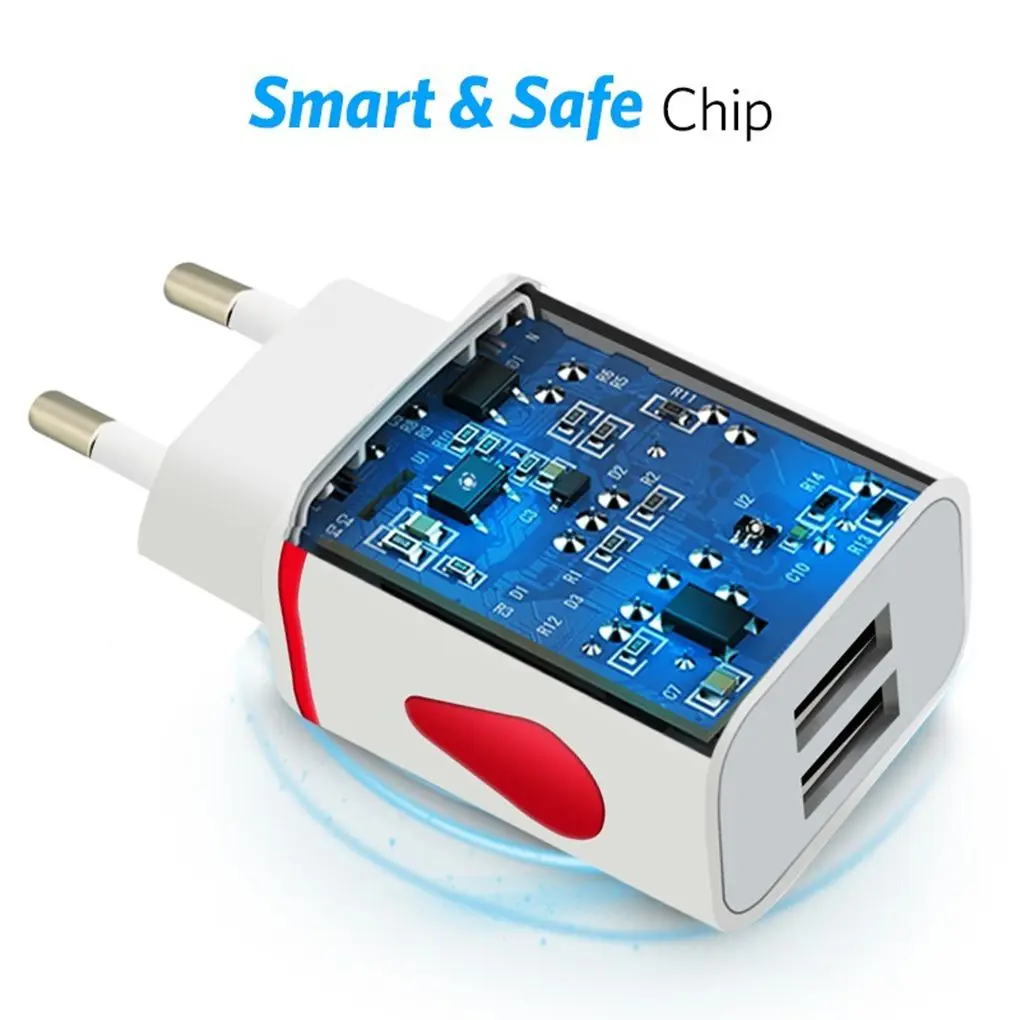 USB Wall Charger for Samsung Xiaomi Dual Port 2A Output Travel Plug Power Adapter Compatible for Phone EU/US Plug