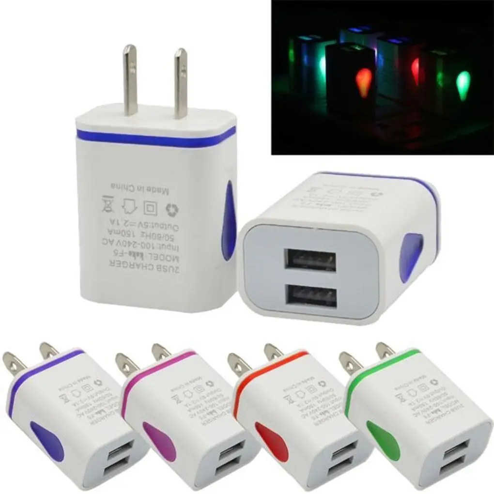 USB Wall Charger for Samsung Xiaomi Dual Port 2A Output Travel Plug Power Adapter Compatible for Phone EU/US Plug