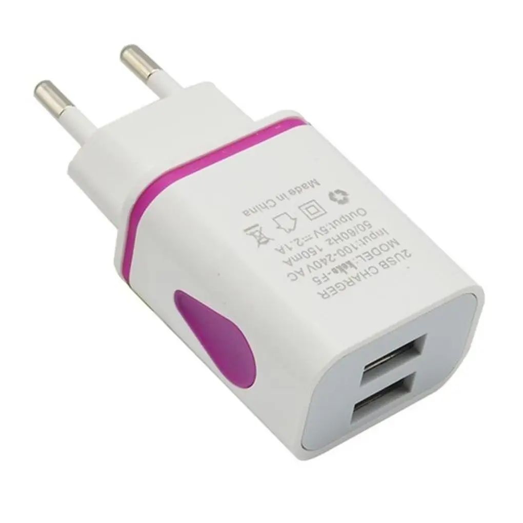 USB Wall Charger for Samsung Xiaomi Dual Port 2A Output Travel Plug Power Adapter Compatible for Phone EU/US Plug
