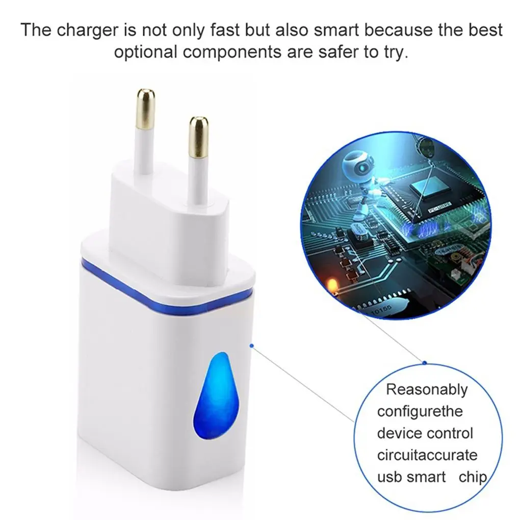 USB Wall Charger for Samsung Xiaomi Dual Port 2A Output Travel Plug Power Adapter Compatible for Phone EU/US Plug