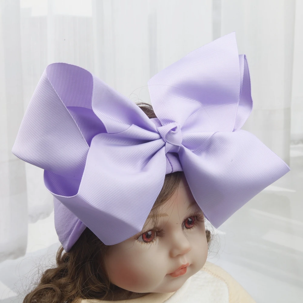 8inch Bows Nylon Headbands for Baby Girls Kids Soft Bows Knot Turban Hair Bands Baby Hair Accessories Children Headwear