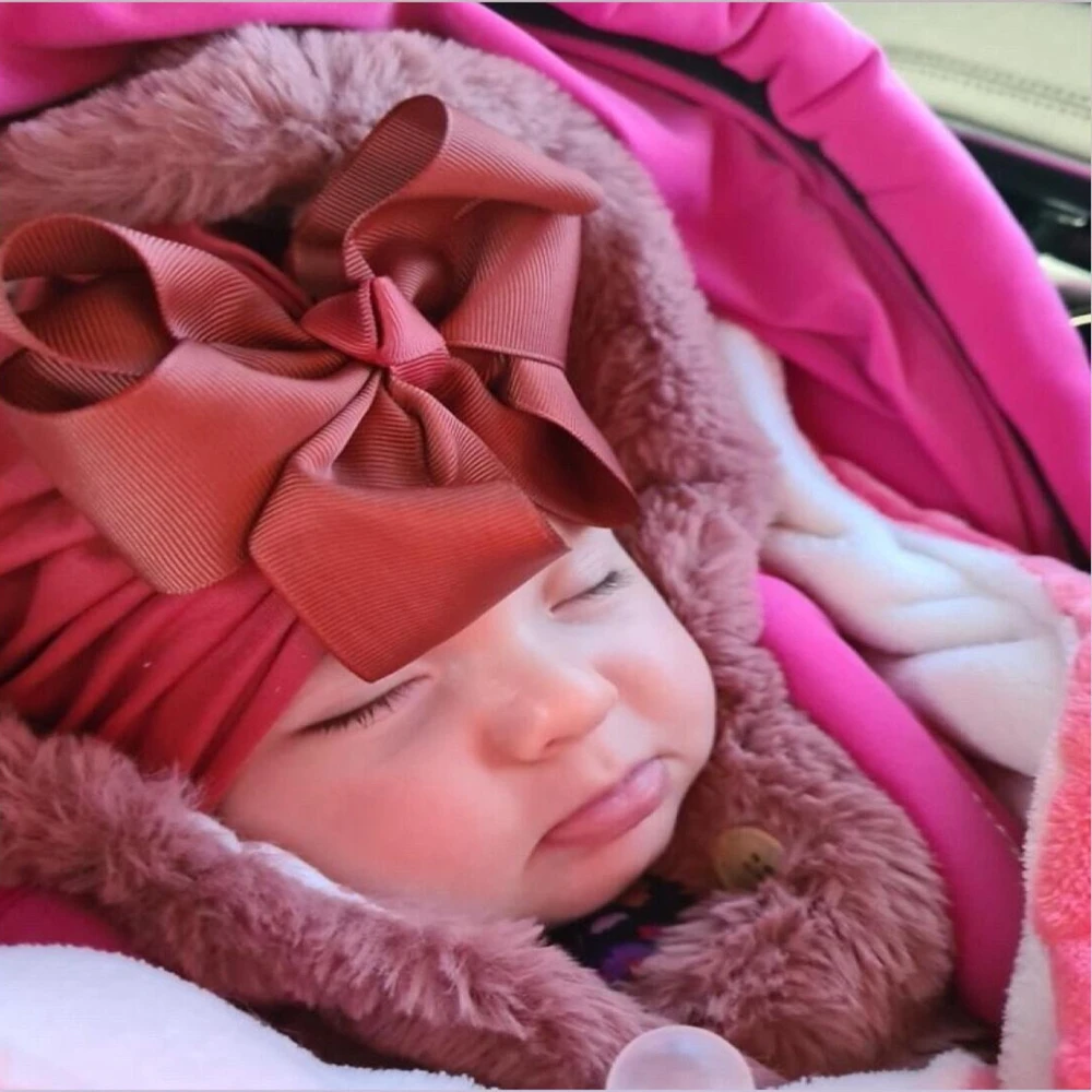 8inch Bows Nylon Headbands for Baby Girls Kids Soft Bows Knot Turban Hair Bands Baby Hair Accessories Children Headwear