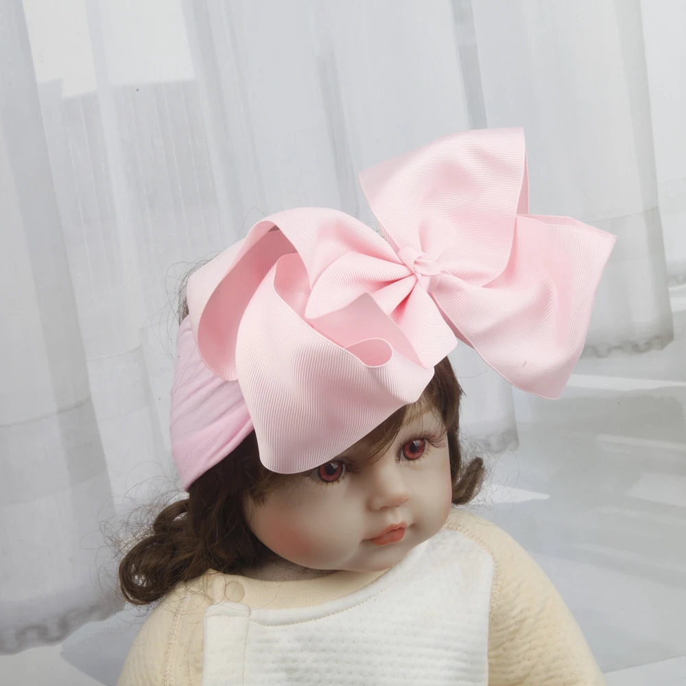 8inch Bows Nylon Headbands for Baby Girls Kids Soft Bows Knot Turban Hair Bands Baby Hair Accessories Children Headwear