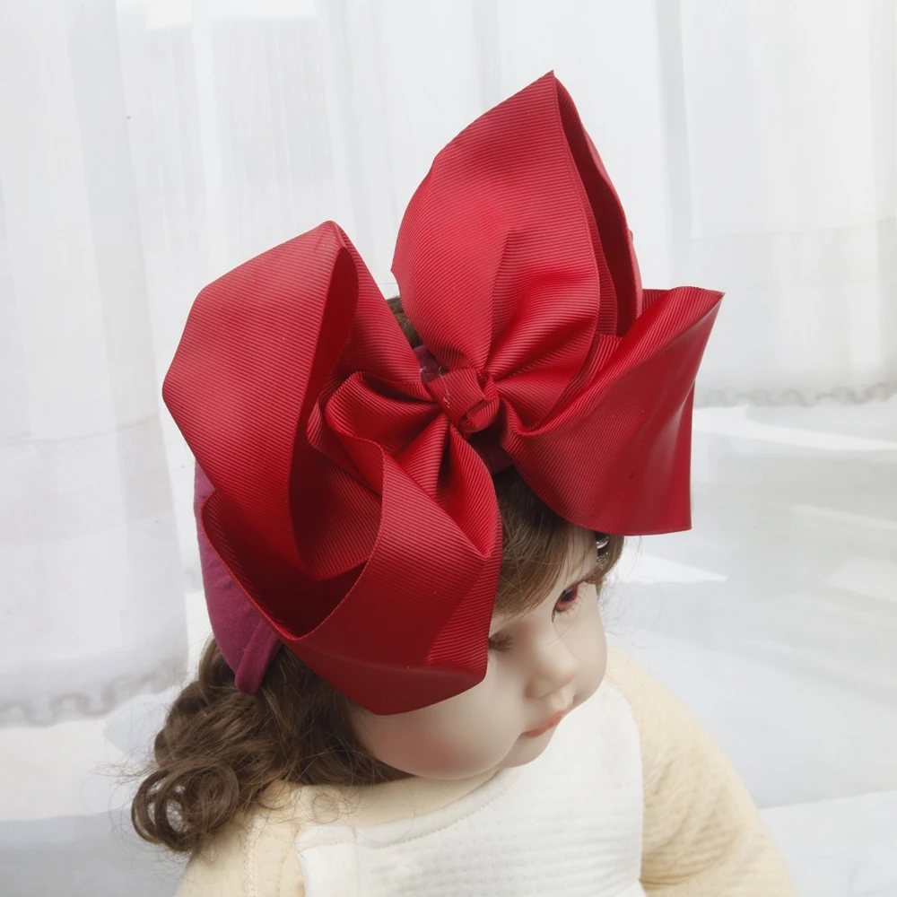 8inch Bows Nylon Headbands for Baby Girls Kids Soft Bows Knot Turban Hair Bands Baby Hair Accessories Children Headwear