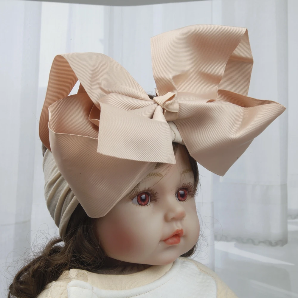 8inch Bows Nylon Headbands for Baby Girls Kids Soft Bows Knot Turban Hair Bands Baby Hair Accessories Children Headwear