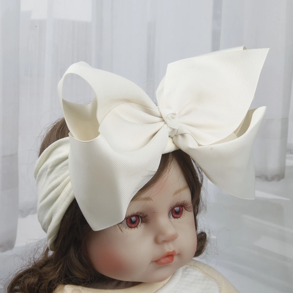 8inch Bows Nylon Headbands for Baby Girls Kids Soft Bows Knot Turban Hair Bands Baby Hair Accessories Children Headwear