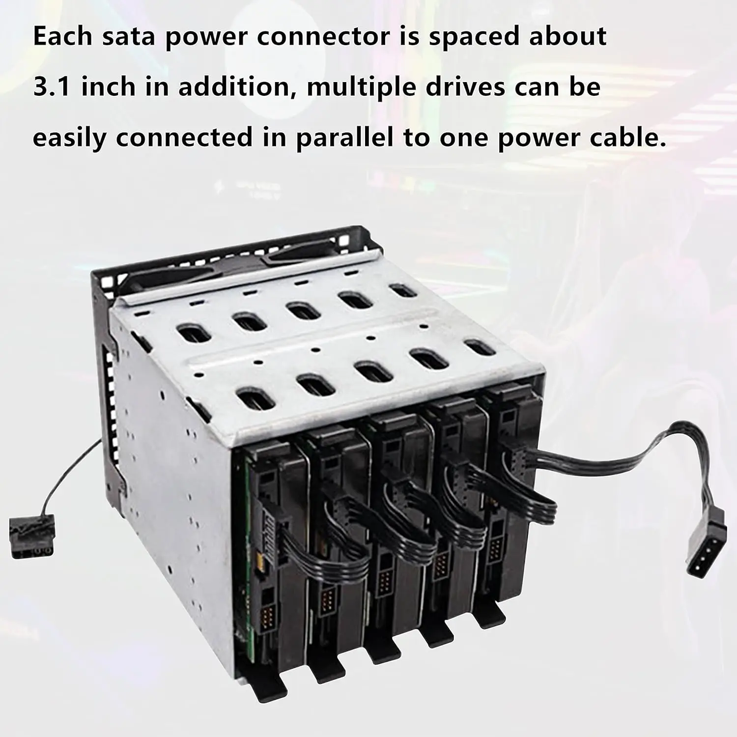 High Quality 1 Pcs Practical Durable PC Server 4 Pins IDE Molex 1 to 5 SATA Power Cable Adapter Splitter Cables 18AWG Black 40cm
