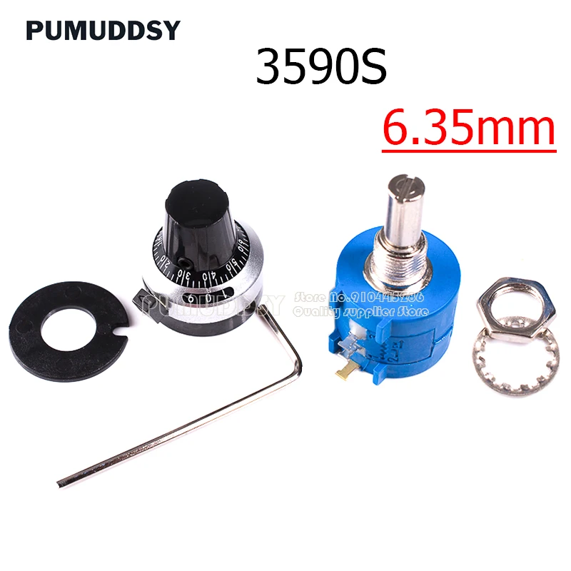 1Set 3590S Precision Multiturn (1PCS Potentiometer 10 Ring Adjustable Resistor+1PCS Turns Counting Dial Rotary 6.35mm Knob) New