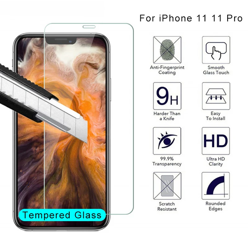 9H HD Tempered Glass For iphone X XS Max XR 6 6s 7 8 plus 5s 10 Screen Protector protective Glass on iphone 7 8 6 Plus X 5 glass