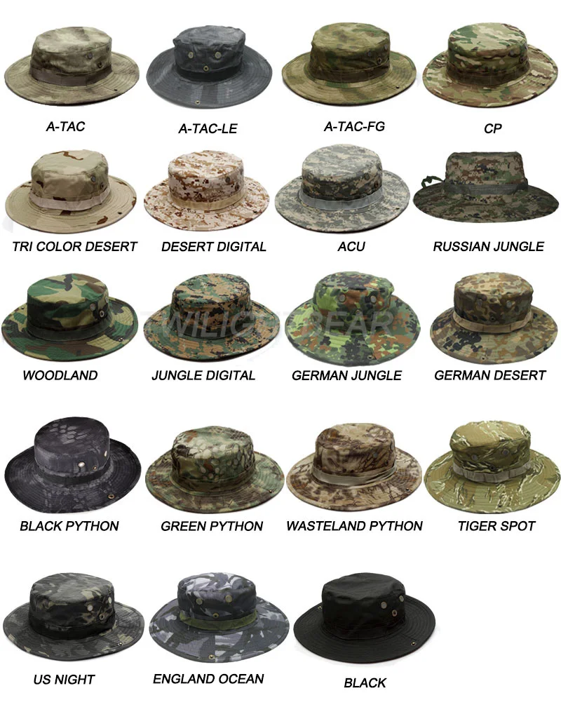 23 Colors Outdoor Camouflage Boonie Hat Top Quality Multicam Hat Men Women Tactical Hat Hunting Camping Fisherman Hats AF056