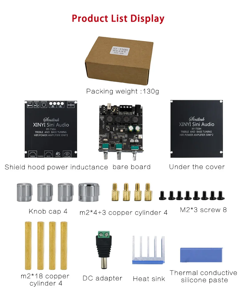 TPA3116D2 50W+50W Bluetooth 5.0 Subwoofer Amplifier Board 2.0 Channel High Power Audio Stereo AUX USB Bass CAR AMP T50L T50H