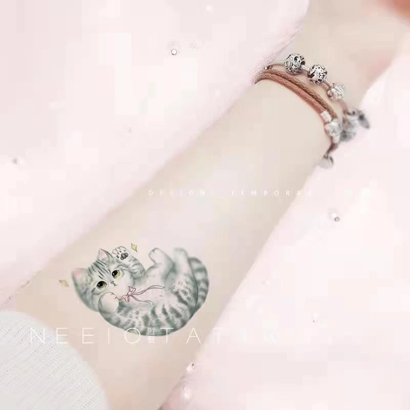 Tatoo Waterproof Cat Japanese Cute Pet Arm Semi Permanent Tattoo Cat Animal Funny Tattoo Sticker Temporary Tattoos for Men Women