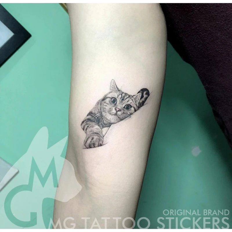 Tatoo Waterproof Cat Japanese Cute Pet Arm Semi Permanent Tattoo Cat Animal Funny Tattoo Sticker Temporary Tattoos for Men Women