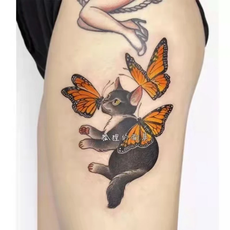 Tatoo Waterproof Cat Japanese Cute Pet Arm Semi Permanent Tattoo Cat Animal Funny Tattoo Sticker Temporary Tattoos for Men Women