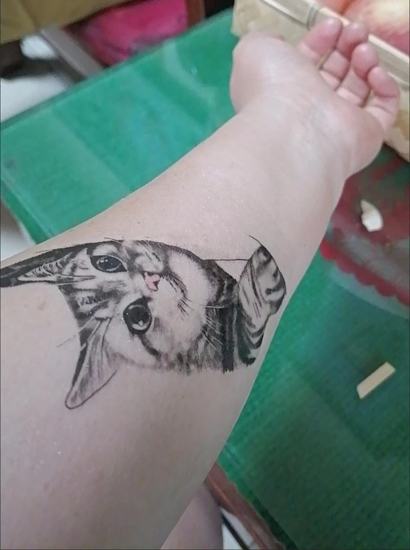 Tatoo Waterproof Cat Japanese Cute Pet Arm Semi Permanent Tattoo Cat Animal Funny Tattoo Sticker Temporary Tattoos for Men Women