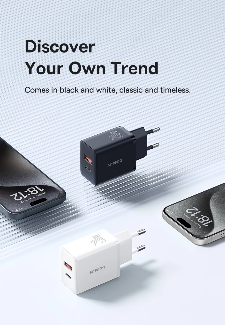 Baseus 20W USB Charger Support Type C PD Fast Charging Dual USB Port Portable Phone Charger For iPhone 17 16 15 14 13 12 Pro Max