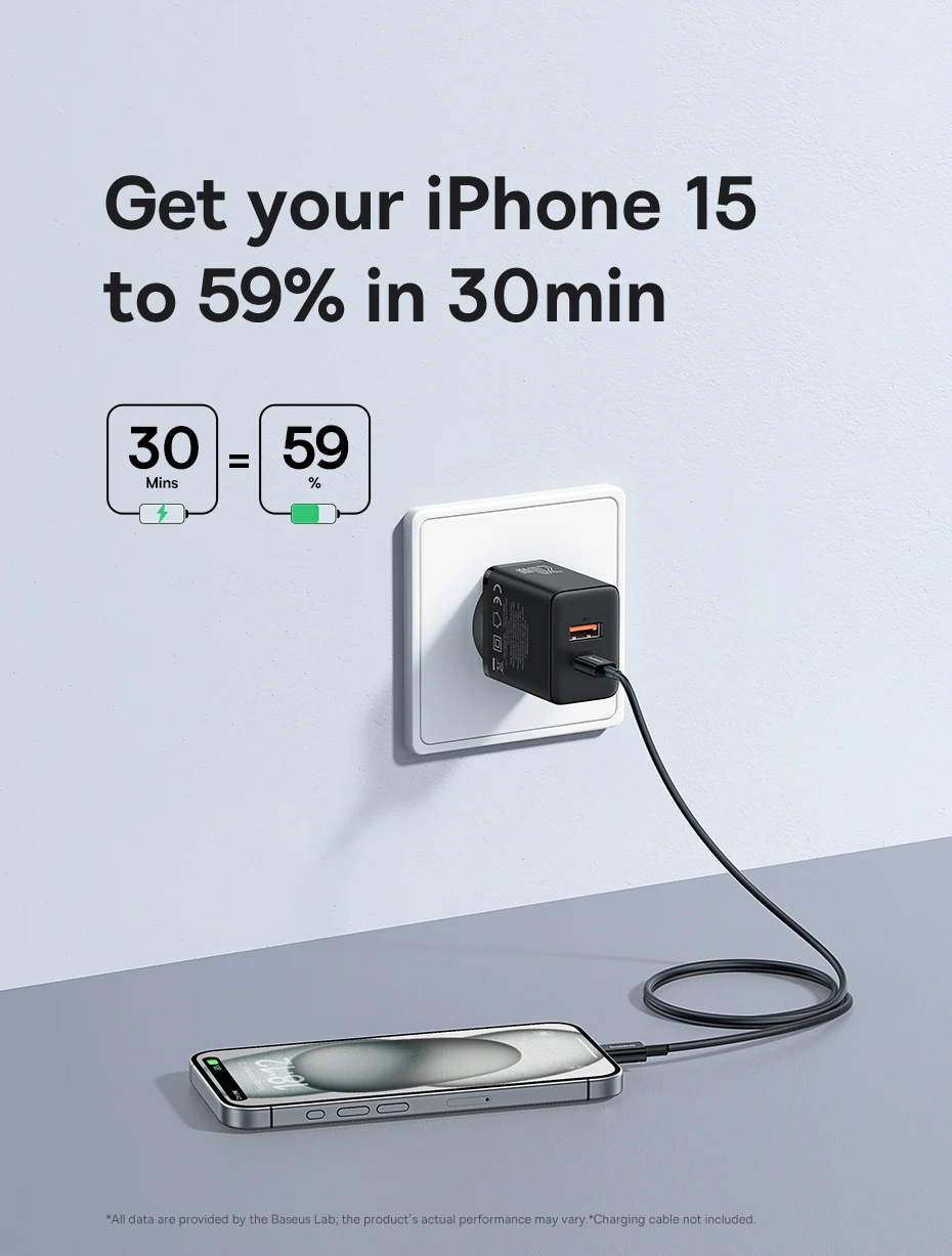 Baseus 20W USB Charger Support Type C PD Fast Charging Dual USB Port Portable Phone Charger For iPhone 17 16 15 14 13 12 Pro Max