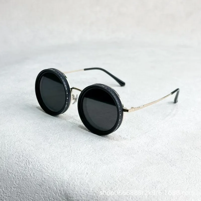Hand Made ND9 Retro Punk Polarized Men Round Adjustable Sunglasses Women UV Anti UV Fishing Sunglasses ND Filter