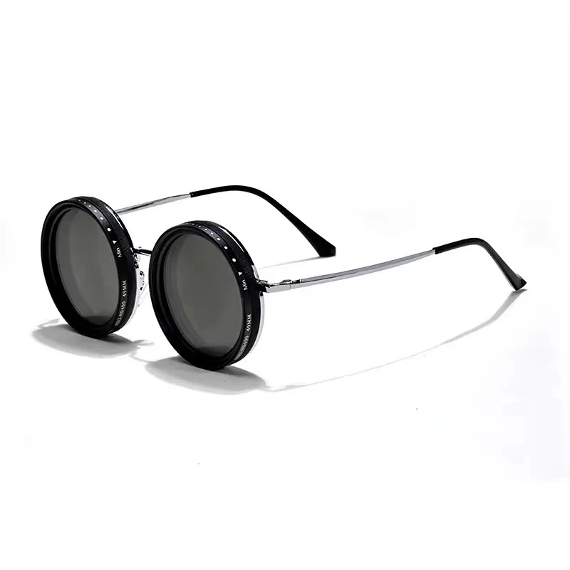 Hand Made ND9 Retro Punk Polarized Men Round Adjustable Sunglasses Women UV Anti UV Fishing Sunglasses ND Filter