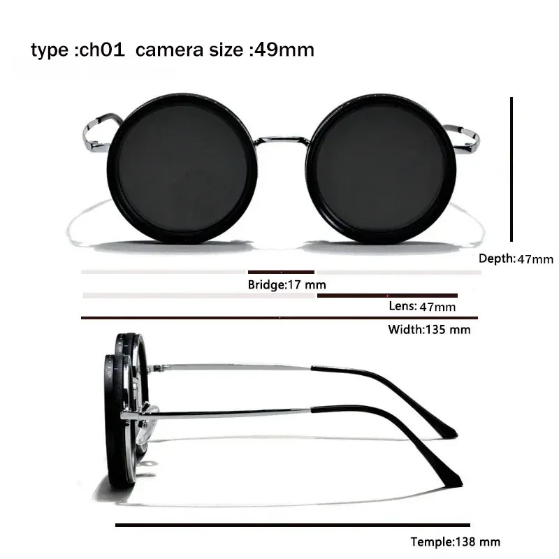 Hand Made ND9 Retro Punk Polarized Men Round Adjustable Sunglasses Women UV Anti UV Fishing Sunglasses ND Filter