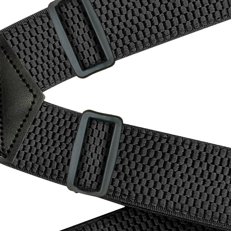 Heavy Duty Work Suspenders for Men 3.8cm Wide X-Back with 4 Plastic Gripper Clasps Adjustable Elastic Trouser Pants Braces-Black