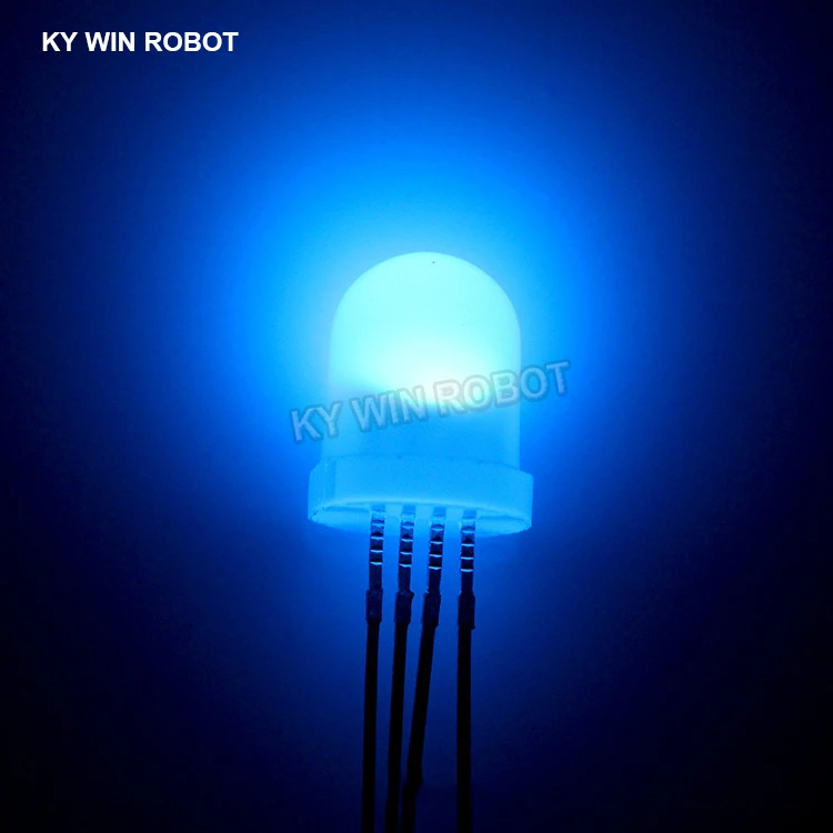 10PCS 8mm Full-color LED RGB Red/Green/Blue Common Cathode/Anode Four Feet Transparent Highlight Color Light 8mm Diode Colorful