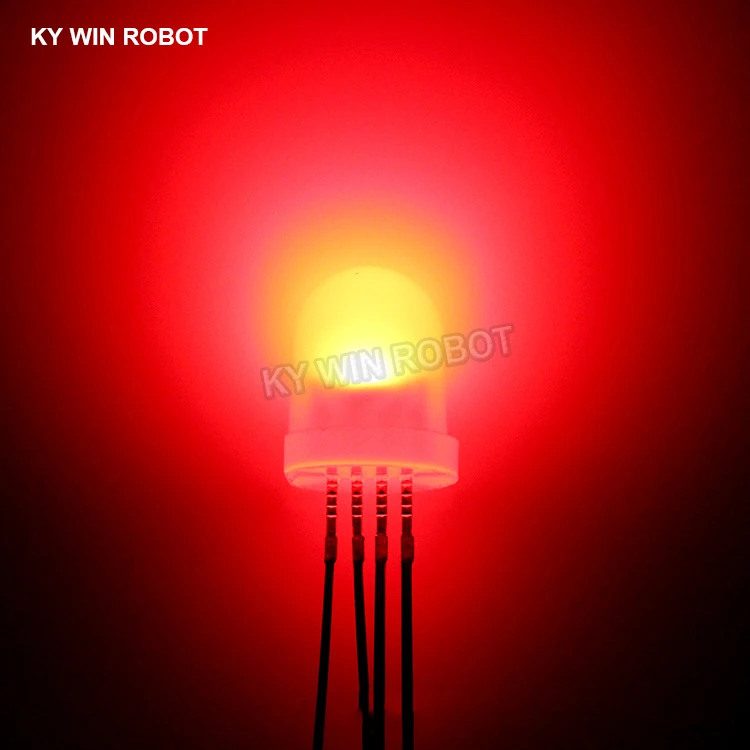10PCS 8mm Full-color LED RGB Red/Green/Blue Common Cathode/Anode Four Feet Transparent Highlight Color Light 8mm Diode Colorful