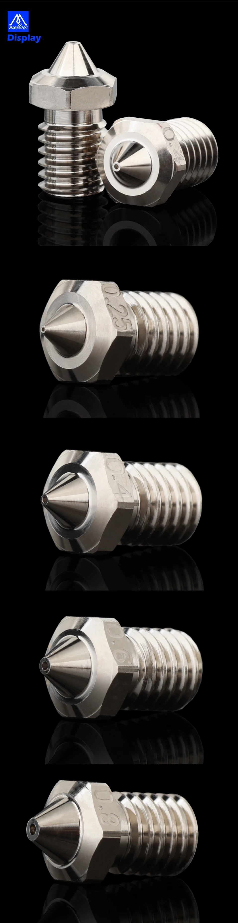 Mellow High Performance SC-V6 Plated Copper Nozzle Durable Reduce Stick For 3D Printer Nozzles M6 V6 Dragon Hotend Prusa Voron