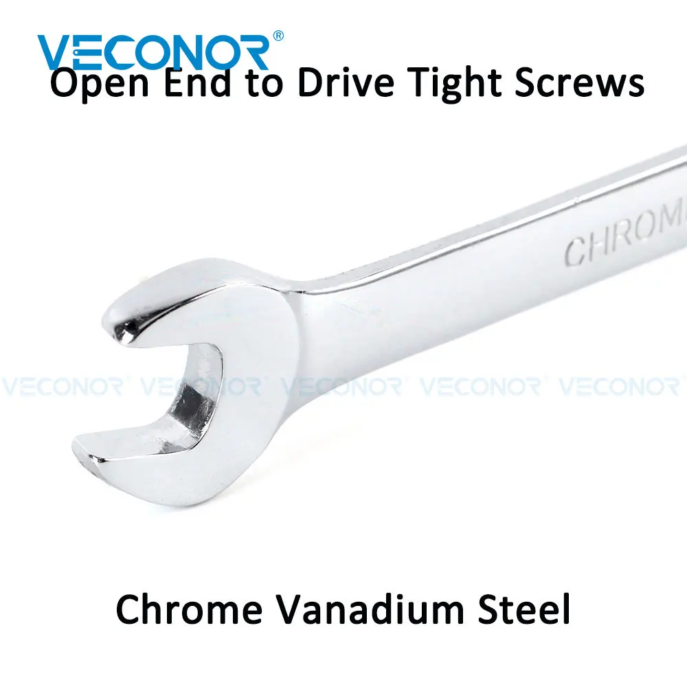 1/4-11/16 Inch Ratchet Wrench Set of Keys High Torque Spanner Tool 72-Tooth Imperial Size Mirror Surface Polished