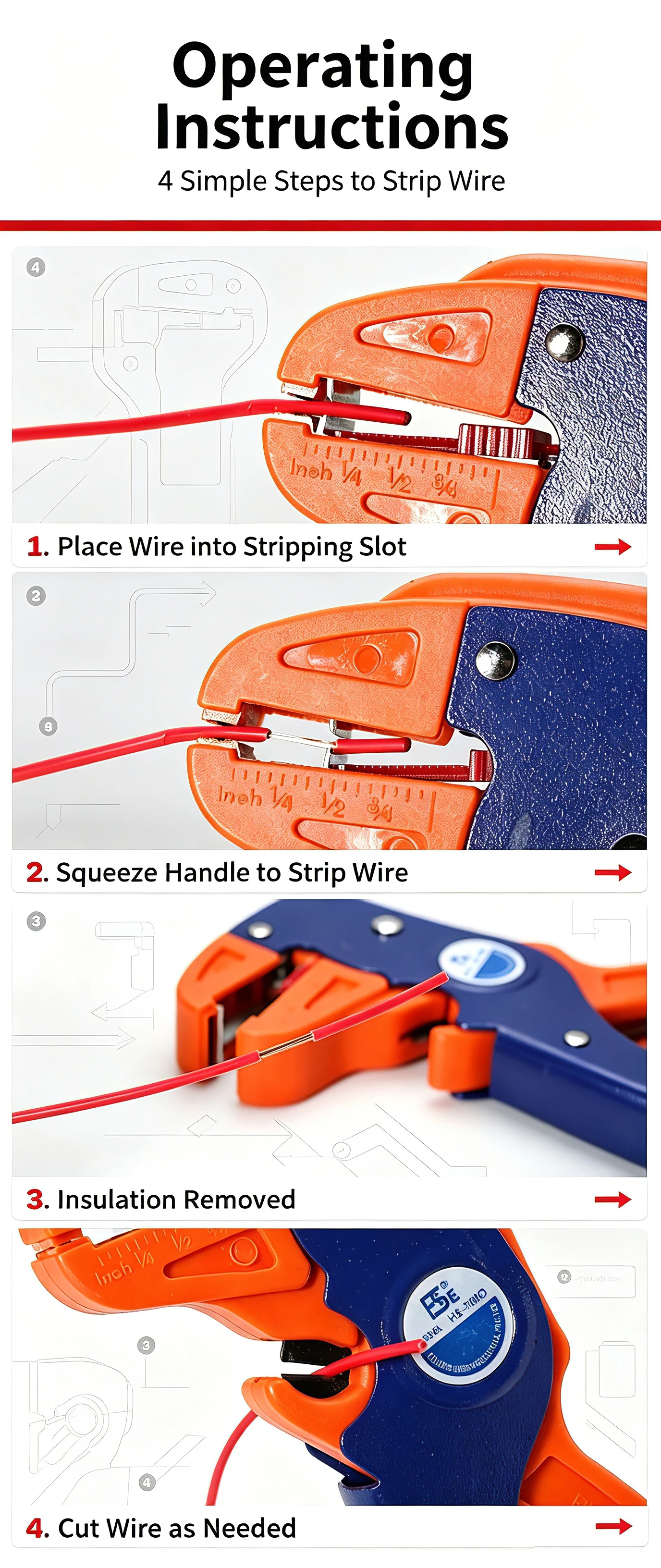 HS‑700D Automatic Duckbill Wire Stripper 0.25‑6mm² 2‑in‑1 Stripping Cutting Plier Adjustable Tension Spring Auto‑Open Electricia