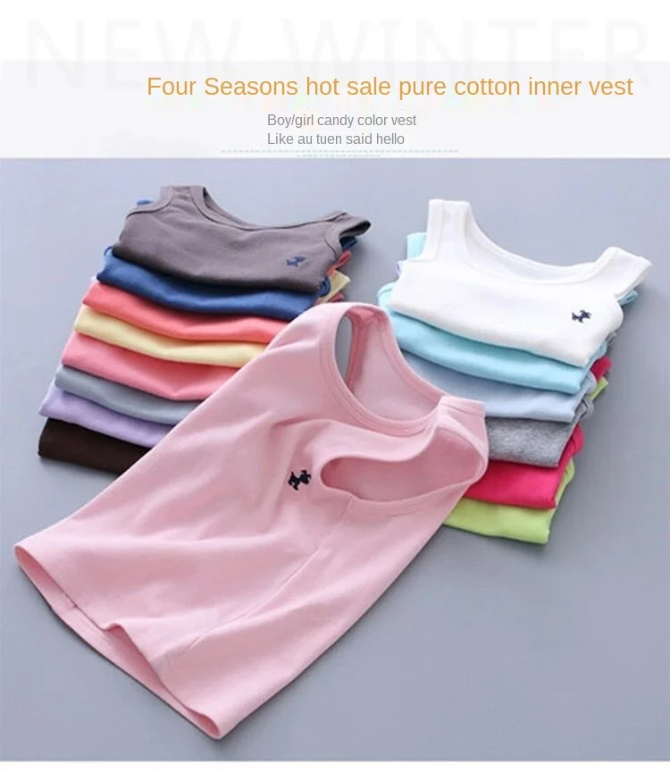 Fashion Children T-shirts for Girls Candy Color Baby Boys Graphic Tee Cotton Vest Tops Kids Summer Clothes Sleeveless T-Shirt