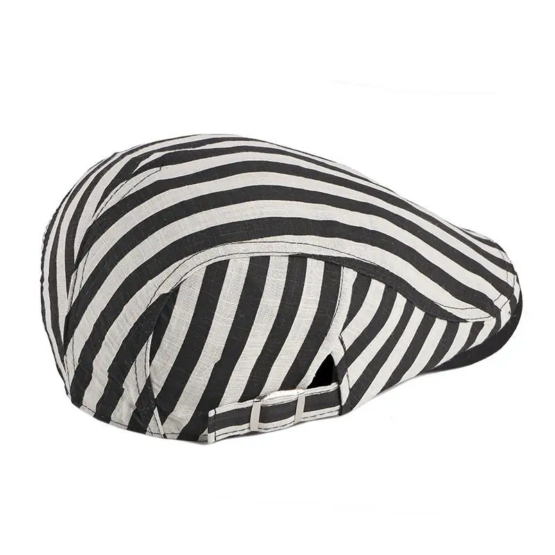 LDSLYJR Cotton Solid Color Striped Newsboy Caps Flat Peaked Cap Men and Women Painter Beret Hats 12