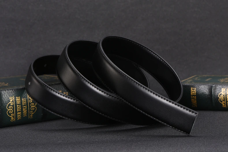 Belts No Buckle 2.8 3.0 3.5 cm Width Brand Automatic Buckle Black Genuine Leather Men's Belts Body Without Buckle Strap